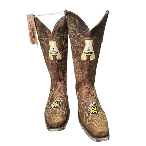 NCAA Appalachian State Mountaineers Embroidered Distressed Men's Gameday Boots‎ - Picture 1 of 15